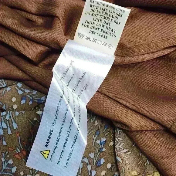 Loveriche Boho Ruffle Sleeve Cottage Core Midi Dress Size M Ditsy Brown Floral - Picture 11 of 11